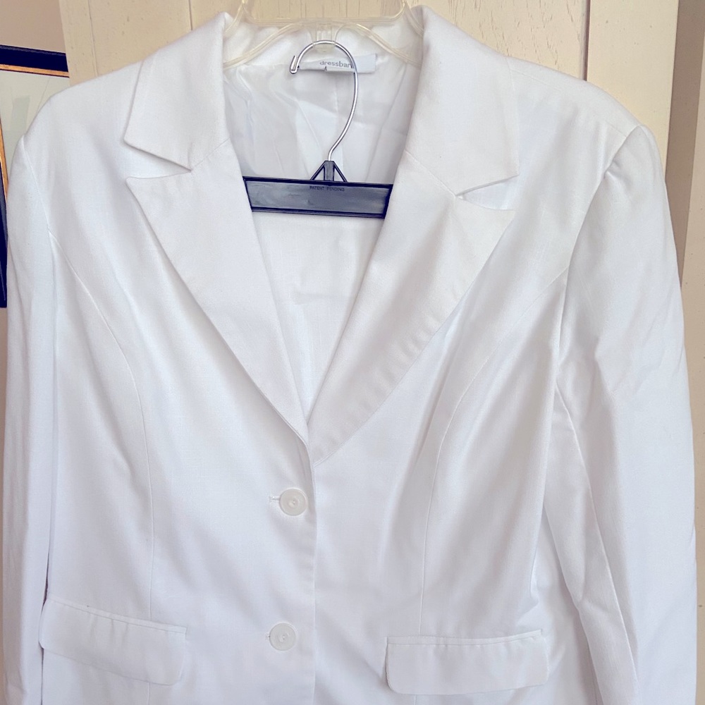 Two piece white skirt suit